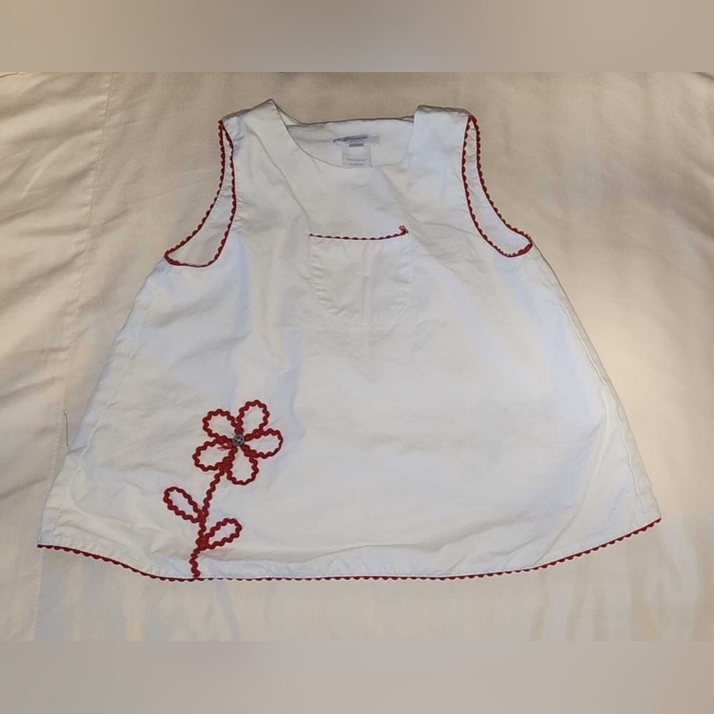 Jacadi White Dress with Red Embroidery